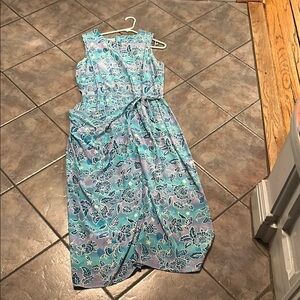 Maggy London Blue Floral Silk Dress